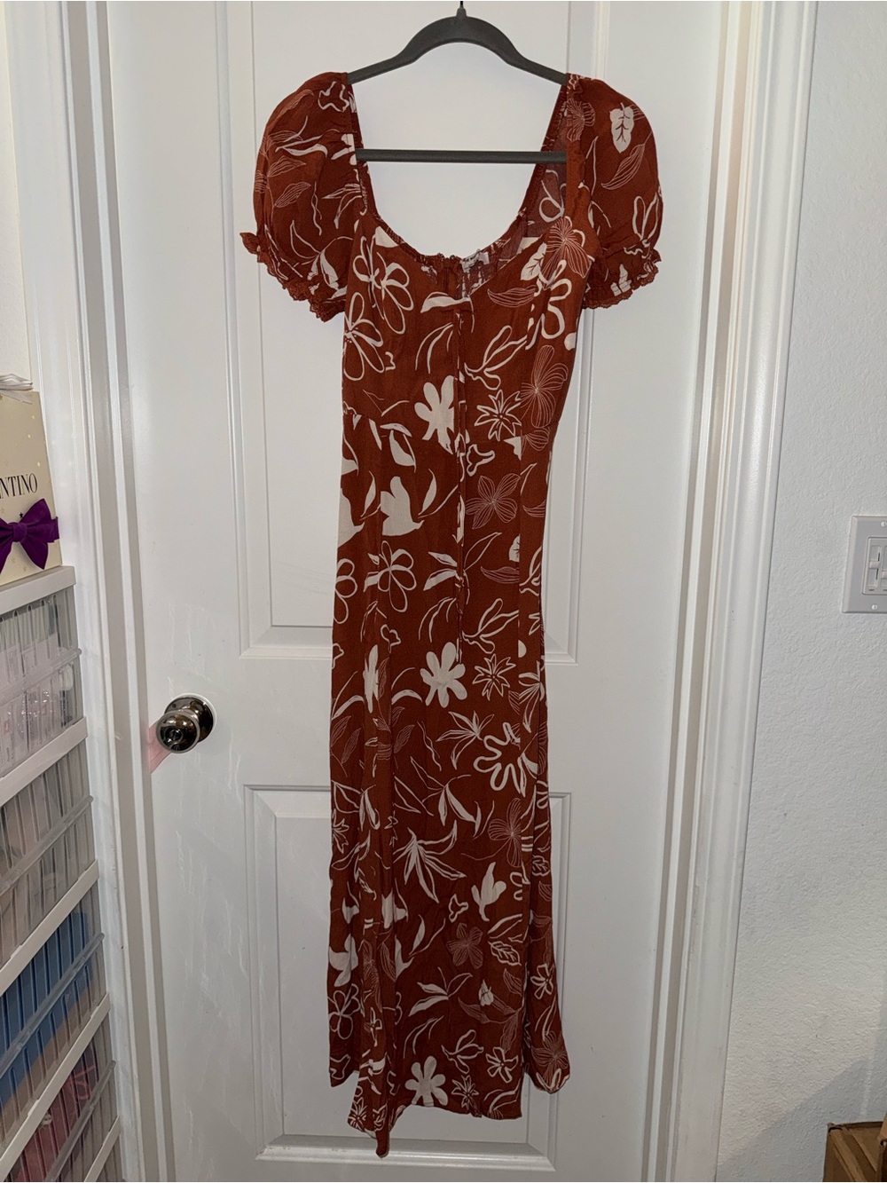 The workshop terracotta floral printed dress in size medium